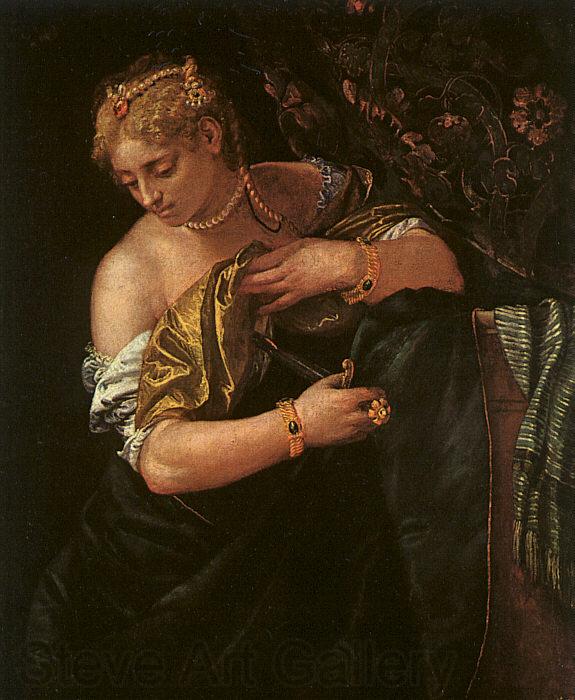  Paolo  Veronese Lucretia Stabbing Herself Spain oil painting art